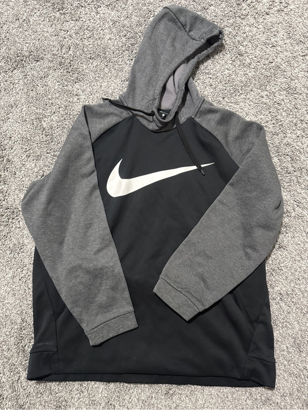 Nike Black & Gray Pullover Hoodie with White Swoosh
